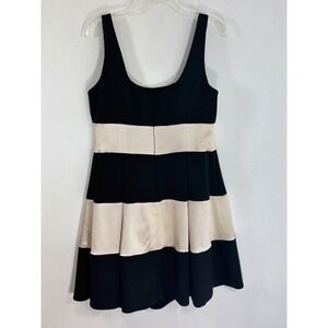 Lauren Ralph Lauren Dress Womens 14 BlackTwo Tone Sleeveless Pleated Fit & Flare